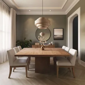 Sequoia 60" Square Rustic Modern Solid Wood Butcher Block Pedestal Dining Table With Butterfly Joint Inlay