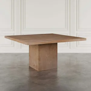 Sequoia 60" Square Rustic Modern Solid Wood Butcher Block Pedestal Dining Table With Butterfly Joint Inlay