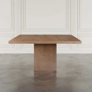 Sequoia 60" Square Rustic Modern Solid Wood Butcher Block Pedestal Dining Table With Butterfly Joint Inlay