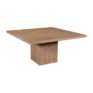 Sequoia 60" Square Rustic Modern Solid Wood Butcher Block Pedestal Dining Table With Butterfly Joint Inlay