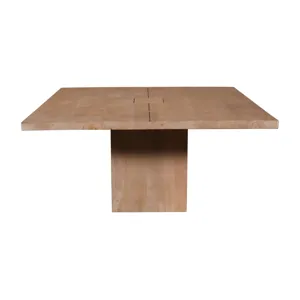 Sequoia 60" Square Rustic Modern Solid Wood Butcher Block Pedestal Dining Table With Butterfly Joint Inlay