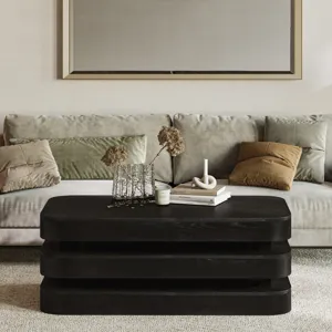 Brix Mid-Century Modern Floating Sculpture Layered Coffee Table With Caster Wheels