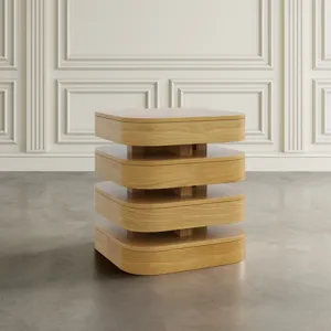 Brix Mid-Century Modern Floating Sculpture Layered Square End Table