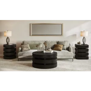 Brix Mid-Century Modern Floating Sculpture Layered Round End Table