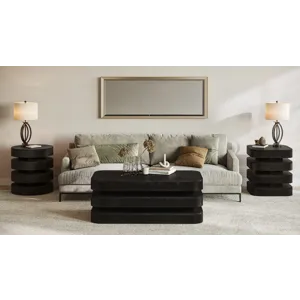 Brix Mid-Century Modern Floating Sculpture Layered Round End Table