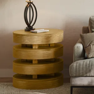 Brix Mid-Century Modern Floating Sculpture Layered Round End Table