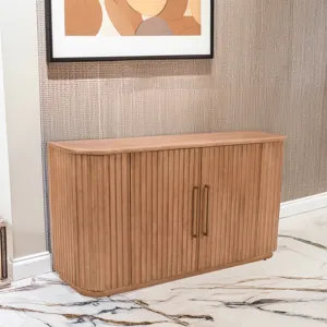 Breck Solid Wood 60\" Mid-Century Modern Curved Sideboard Bar Storage Cabinet