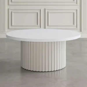 Auden Three Piece Mid-Century Modern Fluted Living Room Coffee And End Table Set