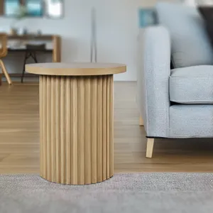 Auden 24\" Round Mid-Century Modern Fluted Pedestal Base End Table