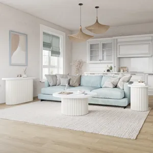 Auden 24\" Round Mid-Century Modern Fluted Pedestal Base End Table