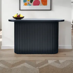 Auden Oval Mid-Century Modern Fluted Pedestal Base Sofa Console Table