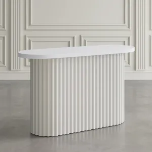 Auden Oval Mid-Century Modern Fluted Pedestal Base Sofa Console Table