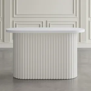 Auden Oval Mid-Century Modern Fluted Pedestal Base Sofa Console Table