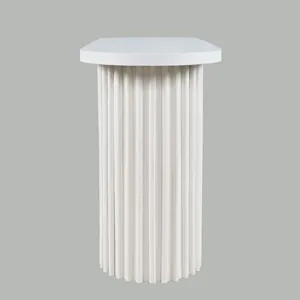 Auden Oval Mid-Century Modern Fluted Pedestal Base Sofa Console Table