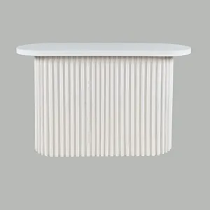 Auden Oval Mid-Century Modern Fluted Pedestal Base Sofa Console Table