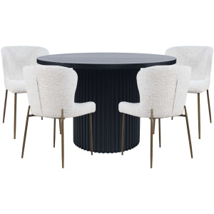Auden Five Piece Mid-Century Modern Dining Set With Performance Upholstered Chairs
