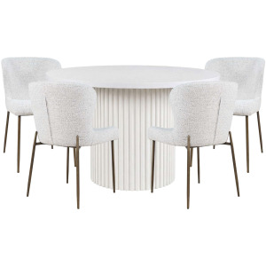 Auden Five Piece Mid-Century Modern Dining Set With Performance Upholstered Chairs