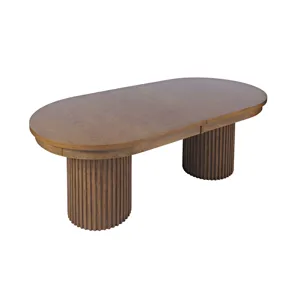 Auden 101" Seven Piece Mid-Century Modern Double Pedestal Dining Set With Upholstered Chairs
