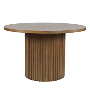 Auden 48\" Round Counter Height Mid-Century Modern Fluted Pedestal Dining Table