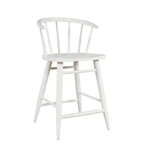 Auden Mid-Century Modern 5-Piece Counter Height Dining Set With Round Table And Spindle Back Barstoo