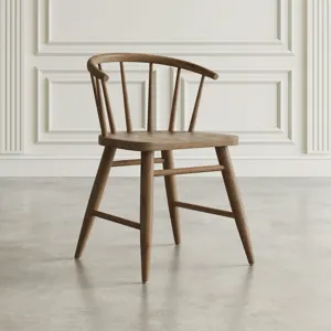 Fitz Traditional Solid Wood Curved Back Spindle Dining Chair(Set Of 2)