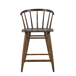 Fitz Traditional Solid Wood Curved Back Spindle Counter Stool