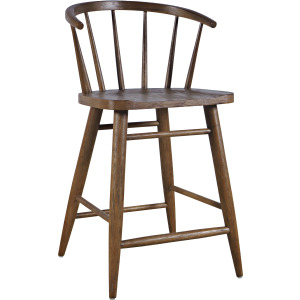 Fitz Traditional Solid Wood Curved Back Spindle Counter Stool