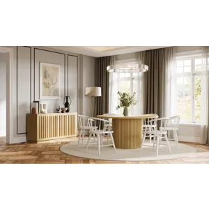 Fitz Traditional Solid Wood Curved Back Spindle Dining Chair(Set Of 2)