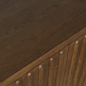 Maven 60\" Mid-Century Modern Fluted Four Door Sideboard Storage Cabinet