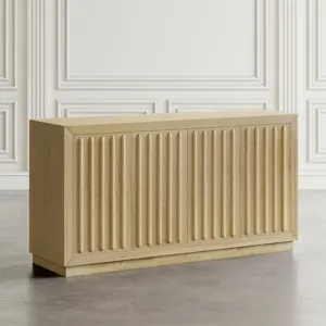 Maven 60\" Mid-Century Modern Fluted Four Door Sideboard Storage Cabinet