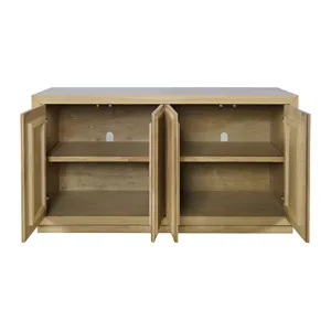 Maven 60\" Mid-Century Modern Fluted Four Door Sideboard Storage Cabinet