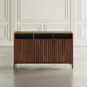 Ryder 50\" Modern Fluted Door Solid Wood Console Storage TV Stand Cabinet