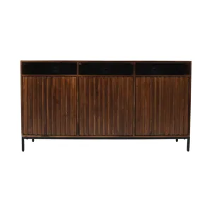 Ryder 60\" Modern Fluted Door Solid Wood Console Storage TV Stand Cabinet