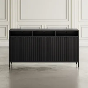 Ryder 60\" Modern Fluted Door Solid Wood Console Storage TV Stand Cabinet