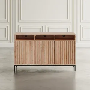 Ryder 50\" Modern Fluted Door Solid Wood Console Storage TV Stand Cabinet