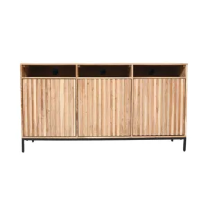Ryder 60\" Modern Fluted Door Solid Wood Console Storage TV Stand Cabinet