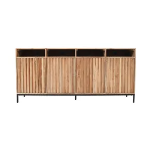 Ryder 70\" Modern Fluted Door Solid Wood Console Storage TV Stand Cabinet