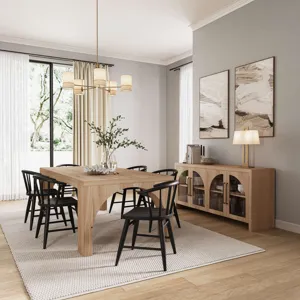 Archimedes 88-Inch Modern Wood Dining Table With Arched Base