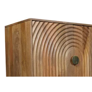 Asher 69\" Solid Wood Mid-Century Modern Curved Arch Sideboard Cabinet