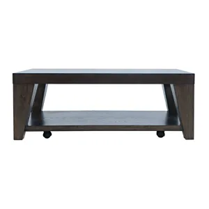 Laurel Creek Modern Contemporary 50\" Coffee Table With Storage Shelf And Hidden Casters