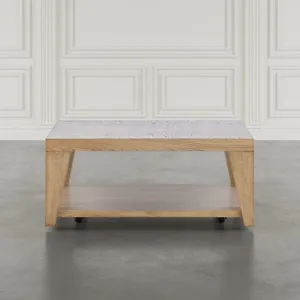 Laurel Creek Modern Contemporary 50\" Coffee Table With Storage Shelf And Hidden Casters