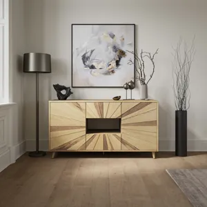 Reece 60\" Mid-Century Modern Starburst TV Stand Console Storage Cabinet