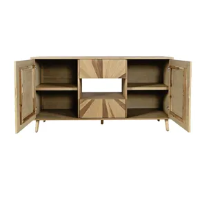 Reece 60\" Mid-Century Modern Starburst TV Stand Console Storage Cabinet