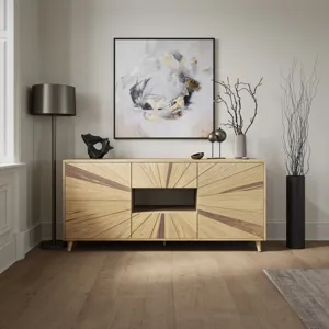 Reece 70\" Mid-Century Modern Starburst TV Stand Console Storage Cabinet