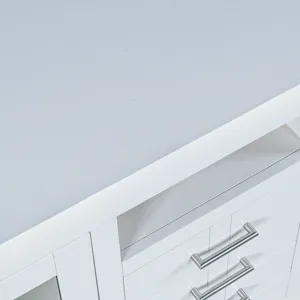 Auburn Hills 50\" Contemporary Media Console With Tempered Glass Doors, Drawers And Adjustable Shelv