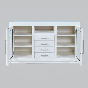 Auburn Hills 50\" Contemporary Media Console With Tempered Glass Doors, Drawers And Adjustable Shelv