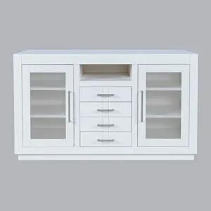 Auburn Hills 50\" Contemporary Media Console With Tempered Glass Doors, Drawers And Adjustable Shelv