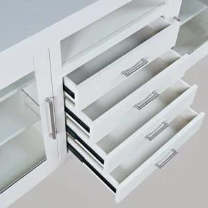 Auburn Hills 60\" Contemporary Media Console With Tempered Glass Doors, Drawers And Adjustable Shelv