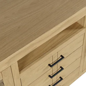 Auburn Hills 70\" Contemporary Media Console With Tempered Glass Doors, Drawers And Adjustable Shelv