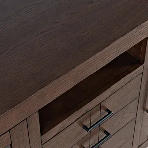 Auburn Hills 60\" Contemporary Media Console With Tempered Glass Doors, Drawers And Adjustable Shelv